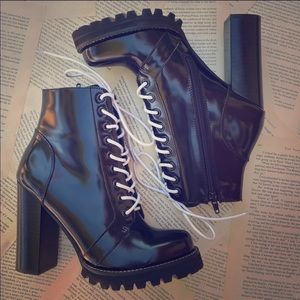 JEFFREY CAMPBELL Legion black leather combat boots